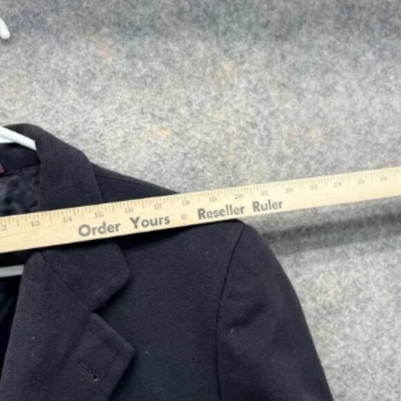 Saks Fifth Avenue Trench Coat Mens 42 Black Wool Classic Cashmere Vintage Jacket - Picture 5 of 10